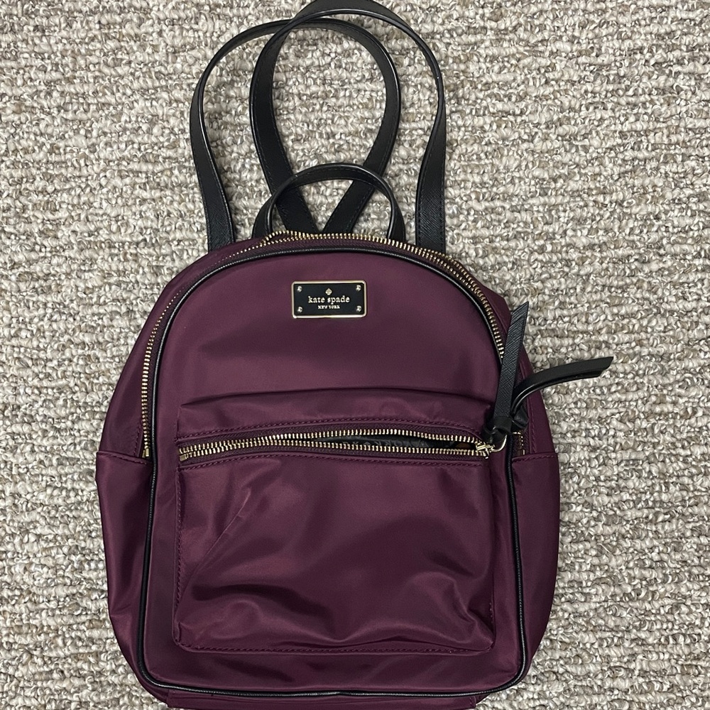 Kate Spade Burgundy Backpack with Black Straps